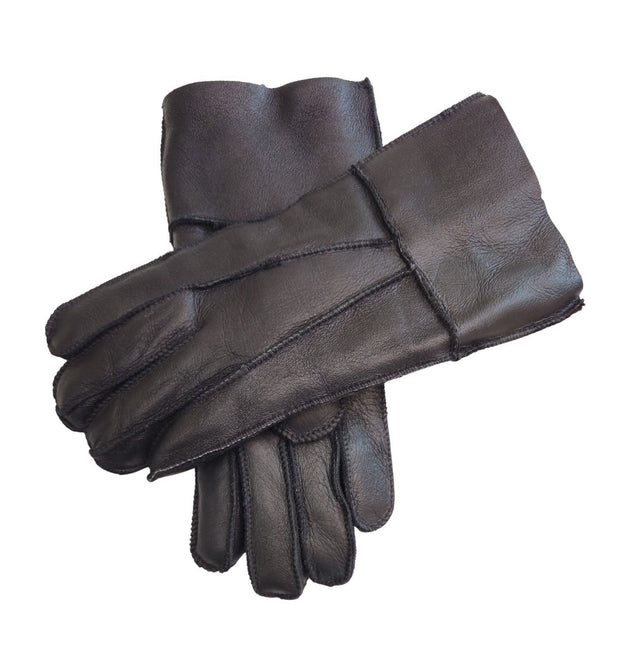 Infinity Leather Unisex Black Sheepskin Leather Gloves with Roll Up/Down Cuff
