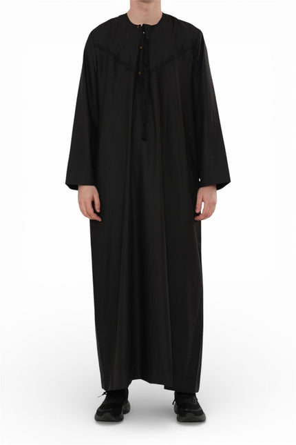 Men's Eid Black Moroccan Jubba Robe Djellaba Ramadan Eid Thobe - HM11