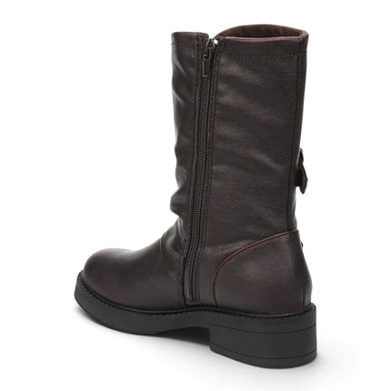 Blowfish Malibu Women's Wine Faux Leather Mid-Calf Biker Boots - Venice-2