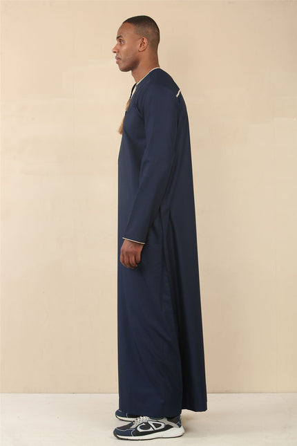 Men's Omani Eid Blue Thobe  Saudi Emirati Jubba Robe