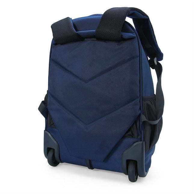 17" Blue Wheeled Laptop Backpack 1680D + PU 2 Wheel Trolley Rucksack