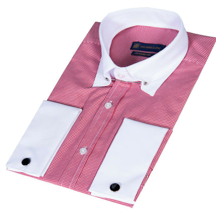Mens Club Collar Red Shirt 1920s Peaky Blinders With Bar Poplin Pin Smart Casual