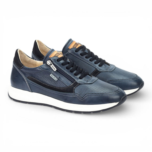 Pikolinos Men's Blue Leather Easy Wear Sneaker Trainers Shoes - Getafe