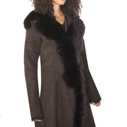 Womens Toscana Sheepskin Suede Trench Coat-Tbilisi