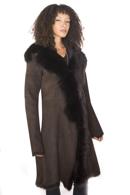 Womens Toscana Sheepskin Suede Trench Coat-Tbilisi