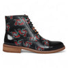 Justin Reess Men's Black Floral Skull Print Leather Oxford Ankle Boots - Adam Skull