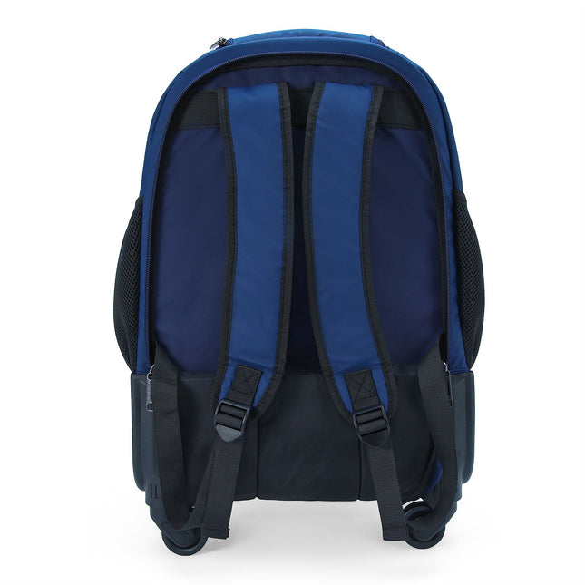 19" Blue Wheeled Laptop Backpack Premium PU 4 Wheel Trolley Rucksack