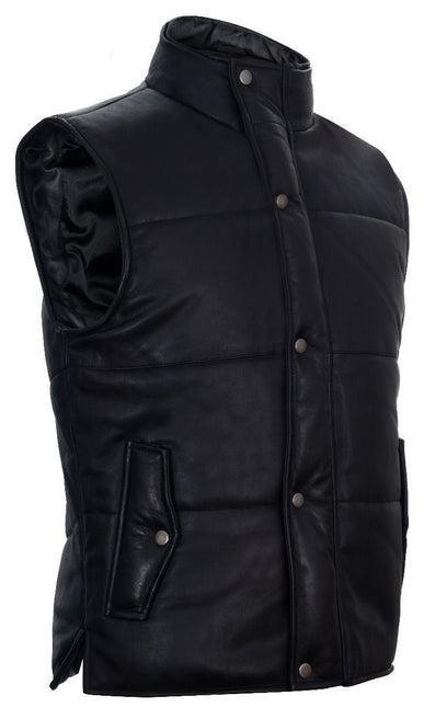 Mens Classic Leather Puffer Waistcoat-Nottingham