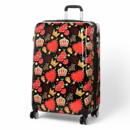 Strong Expandable Hard Shell Dual 4 Wheel Suitcase Set Print Luggage Cabin Travel Bag