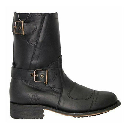 Grinders Mens Black Leather Cowboy Boots - Route 66