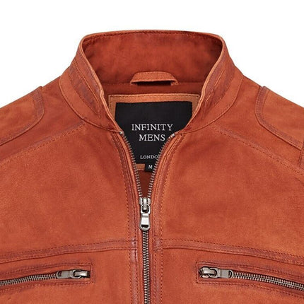 Mens Buff Leather Café Racer Biker Jacket - Jinan