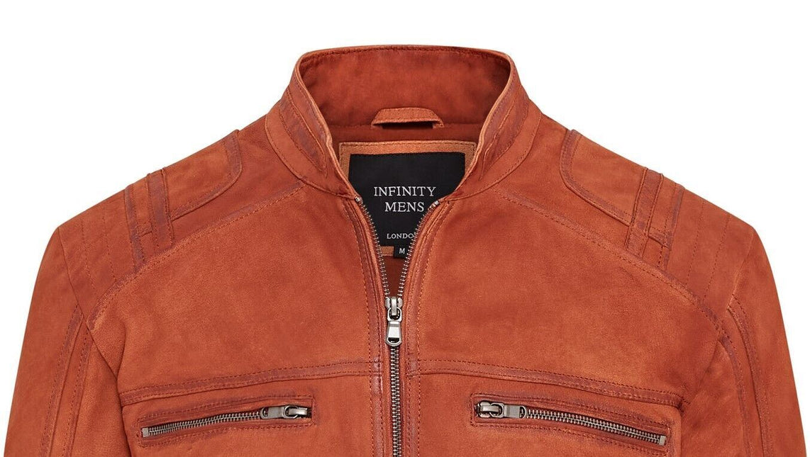 Mens Buff Leather Café Racer Biker Jacket - Jinan