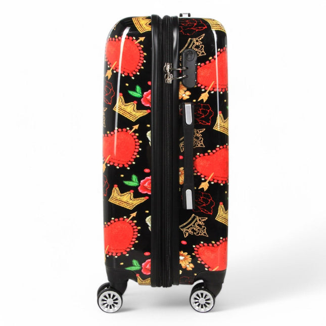 Strong Expandable Hard Shell Dual 4 Wheel Suitcase Set Print Luggage Cabin Travel Bag