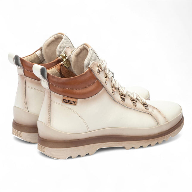 Pikolinos Women’s Nata White Leather Ankle Trainers Boots - Vigo