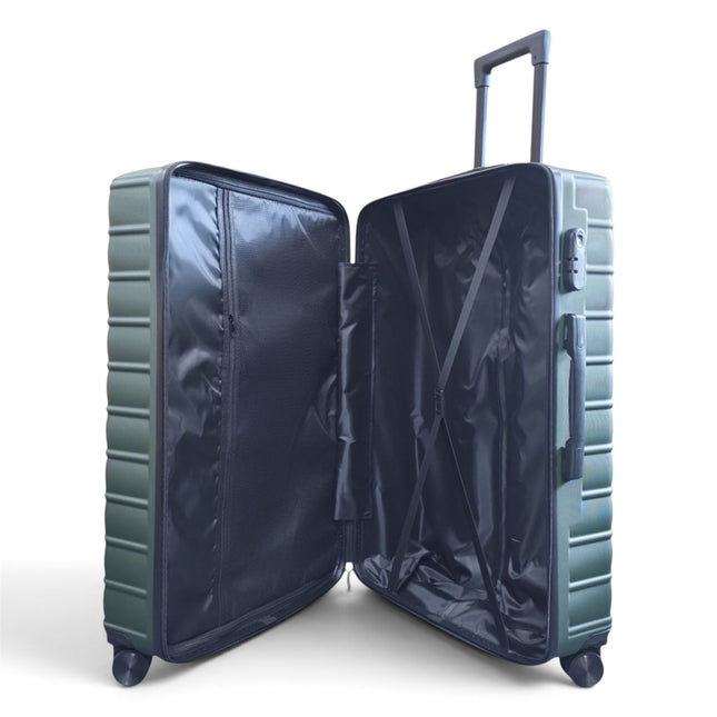Hardshell Green Suitcase Set Robust 8 Wheel Luggage Cabin Case Bag
