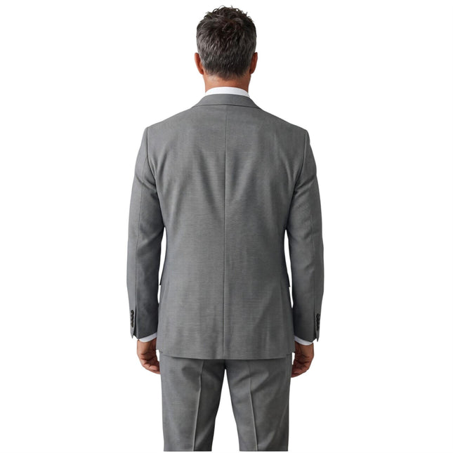 Men's Grey Formal 3 Piece Tailored Fit Plain Suit - IM4