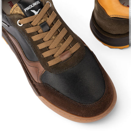 Pikolinos Men's Black Leather Trainers Sneaker Lace-Up Shoes - Teide