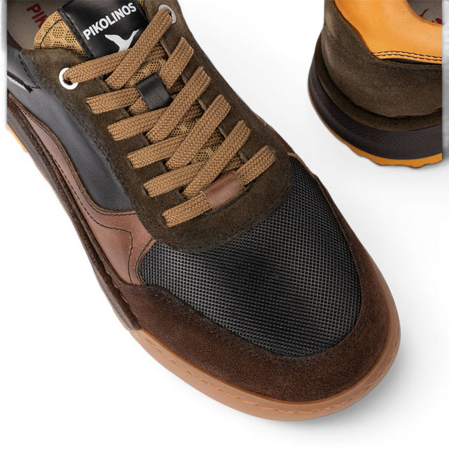 Pikolinos Men's Black Leather Trainers Sneaker Lace-Up Shoes - Teide