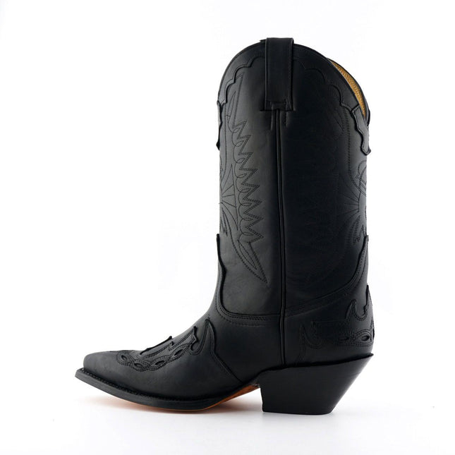 Grinders Unisex Black Leather Cowboy Boots-Arizona Hi