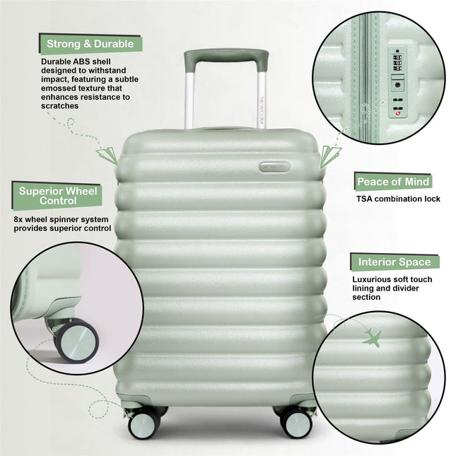 Hard Shell Cabin 37 x 22 x 55 cm TSA Secure Luggage Suitcase Suitable for Easyjet, Ryanair