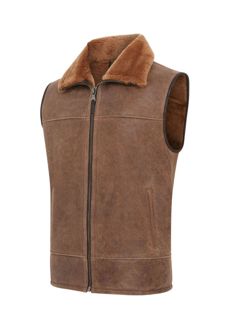 Men's Sheepskin Leather Gilet Aviator B3 Shearling Bomber Vest Waistcoat