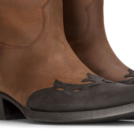 Men's Leather Western Boots Brown Cuban Cowboy Winklepickers Classic Pointed