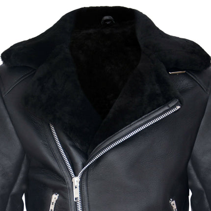 Mens Sheepskin Leather Biker Jacket-Edmonton