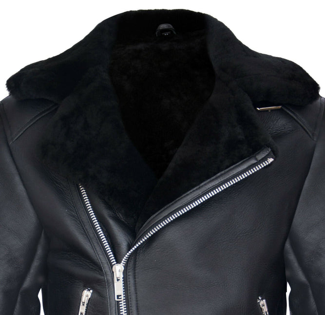 Mens Sheepskin Leather Biker Jacket-Edmonton