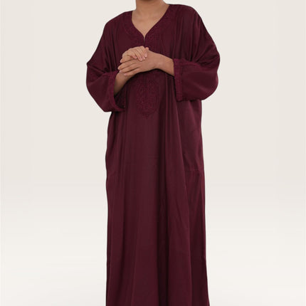 Kid's Boys Red Moroccan Thobe Jubba Robe Eid Djellaba Gandoura - K-HM62