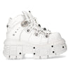 New Rock Unisex White Leather Gothic Punk Boots - M-TANK106-C1