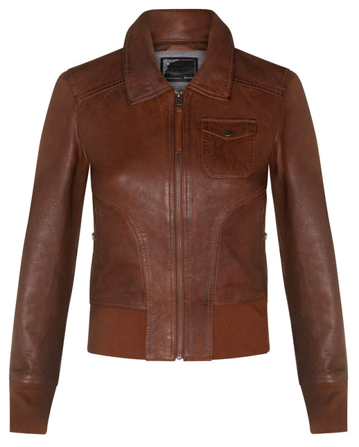 Womens Leather MA-1 Varsity Jacket-Ann Arbor