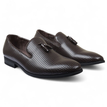 Men’s Brown Formal Tassel Loafers Slip-On Leather Shoes