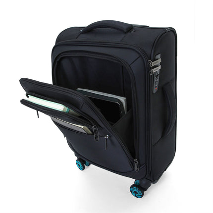 Soft Shell Black 1680D Polyester Suitcase Set 8 Wheel TSA Lock Luggage