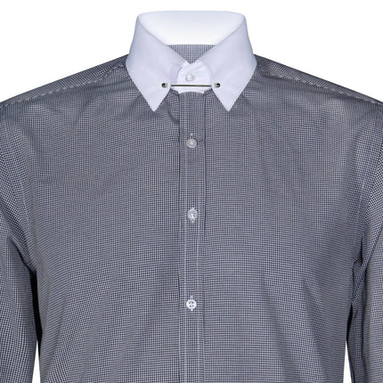 Mens Club Collar Black Shirt 1920s Peaky Blinders With Bar Poplin Pin Smart