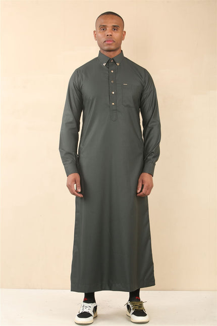 Men's Green Thobe Arab Saudi Emirati Islamic Clothing Jubba Robe