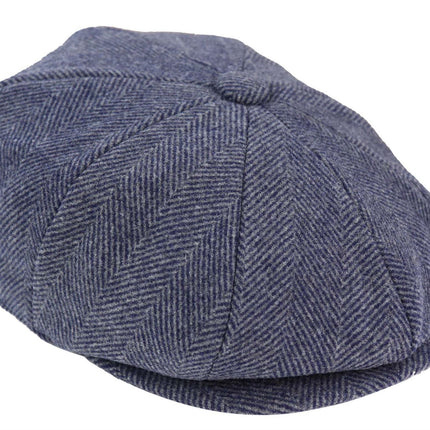 Mens Peaky Blinders Tweed Gatsby Flat Baker Hat With Razor Blade