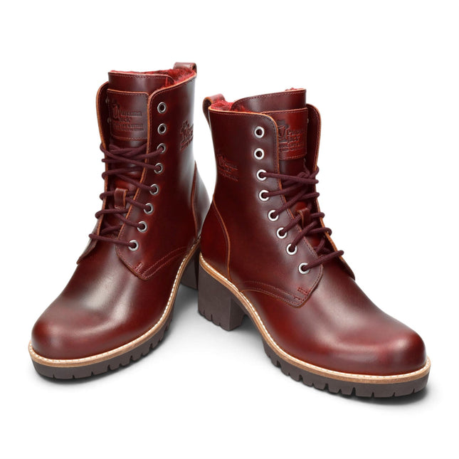Panama Jack Women's Burgundy Leather Waterproof Warm Lace-Up Boots - Padma B25