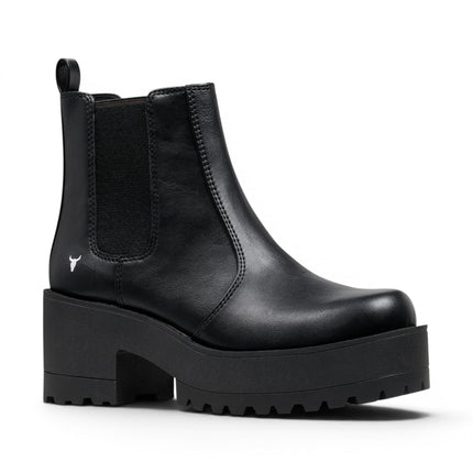 Windsormsith Women's Black Chunky Platform Chelsea Boots - Evolve