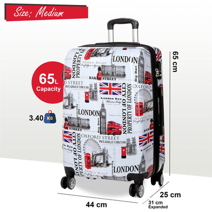 Strong Expandable Hard Shell 8 Wheel Suitcase Set Print Luggage Cabin Travel Bag