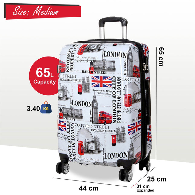 Strong Expandable Hard Shell 8 Wheel Suitcase Set Print Luggage Cabin Travel Bag