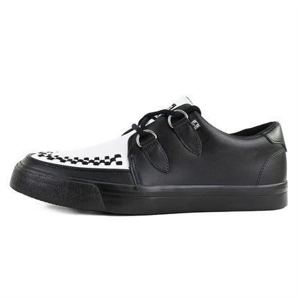 TUK Pointed Creeper Sneaker Black White Leather Platform Shoes - A9180
