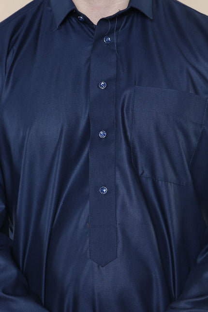 Mens Navy Thobe Jubba Saudi Ramadan Eid Islamic Kaftan Kaudara Arabic Jubbah