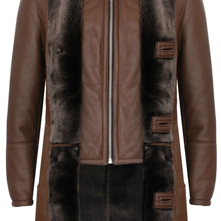 Mens Warm Shearling Sheepskin Leather Coat-Florence