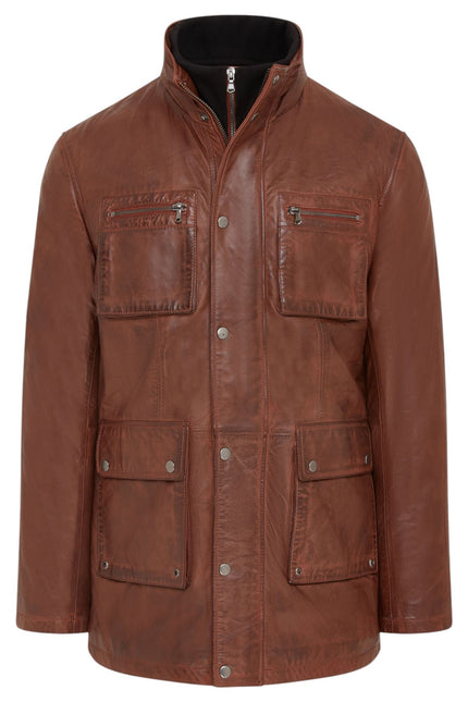 Men’s Leather Military Jacket Outwear Trenchcoat - Field