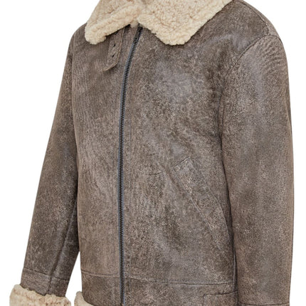 Mens B3 WW2 Sheepskin Leather Flying Aviator Jacket-Houston