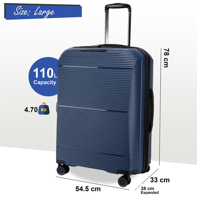 Expandable Hard Shell PP 8 Wheel Luggage Travel Cabin Holiday Bags Suitcase Set