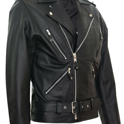 Men's  Brando  Black ''Ghostrider'' Spiked Leather Biker Jacket-Munich