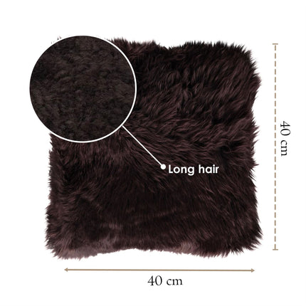 Genuine Sheepskin Chocolate Brown  40x40cm Real Wool Single Sided Cushion