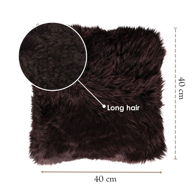 Genuine Sheepskin Chocolate Brown  40x40cm Real Wool Single Sided Cushion