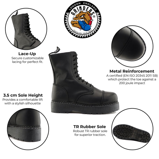Grinders Mens Black Bulldog Acs Steel Toe Cap Safety Derby Boots